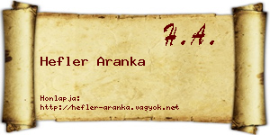 Hefler Aranka névjegykártya